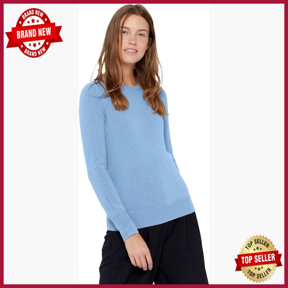 100% Cashmere Pullover Sweater Long Sleeve Crewneck Classic Essential